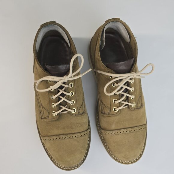 VIBERG BOOTS Japanese style Oxford Shoes - Olive brogued nubuck, Christy sole - Picture 2 of 12